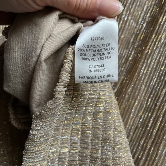 Joie shimmer gold mock neck long sleeve blouse Sz M - Picture 7 of 10